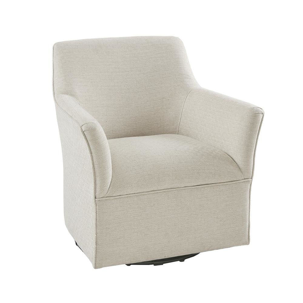 Beige Swivel Rocker Recliner Chair with Upholstered Seat and Back