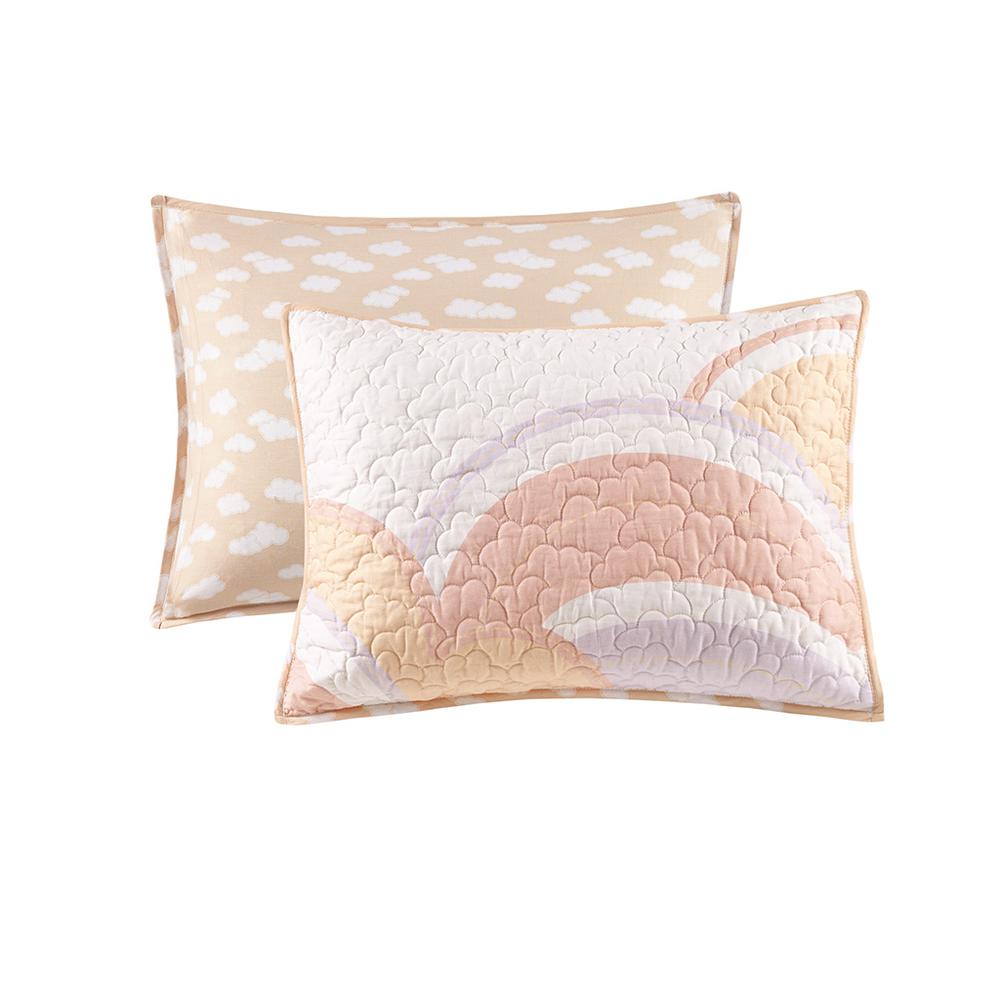 Reversible Sunshine Printed Cotton Quilt Set with Throw Pillow