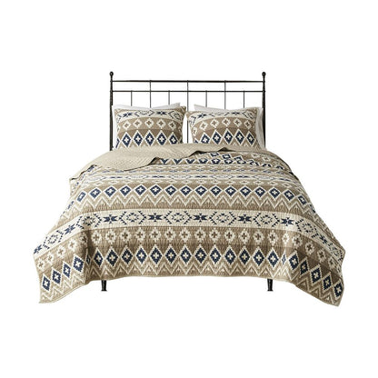 Montana Printed Cotton Oversized Quilt Mini Set, Tan color