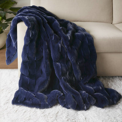 Vivienne Faux Fur Throw, Navy color