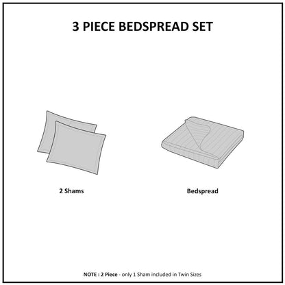 Quebec 3 Piece Reversible Bedspread Set, Navy color