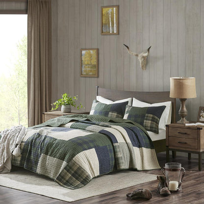 Mill Creek Oversized Cotton Quilt Set, Green color