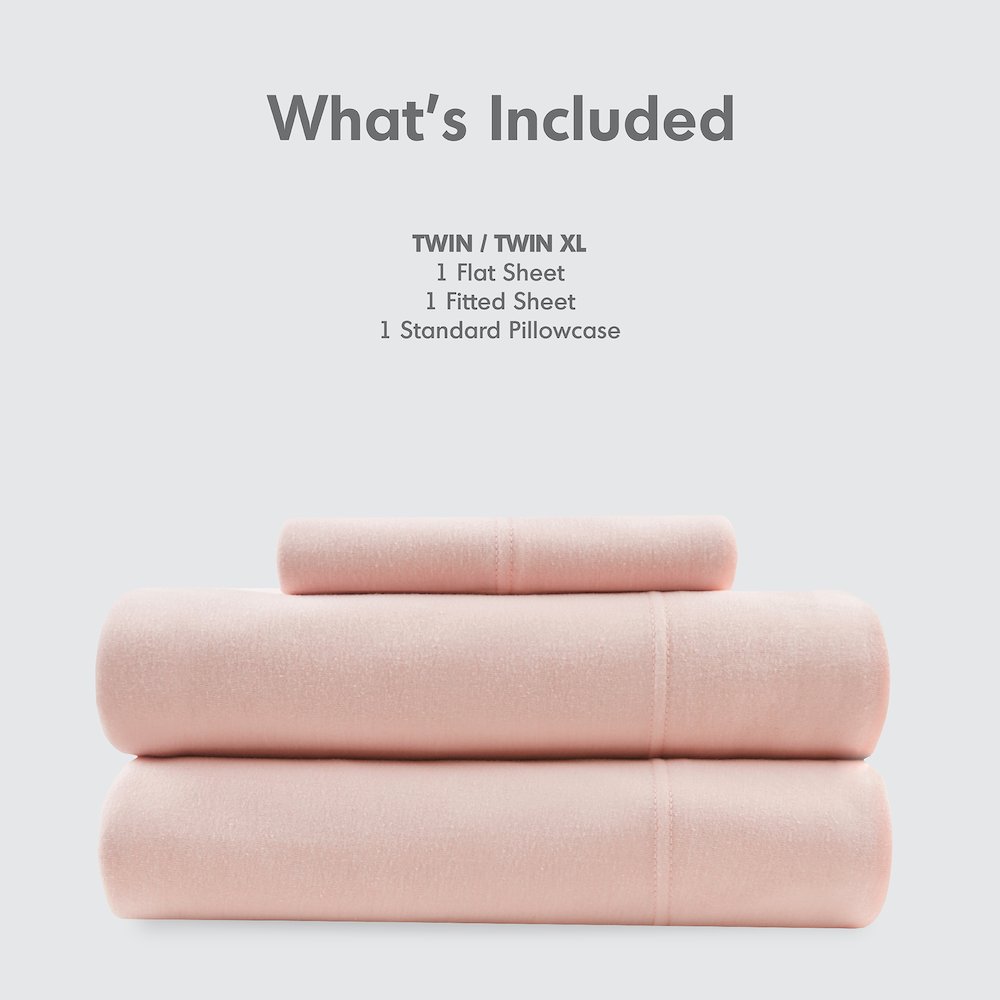 Cotton Blend Jersey Knit All Season Sheet Set, Blush color