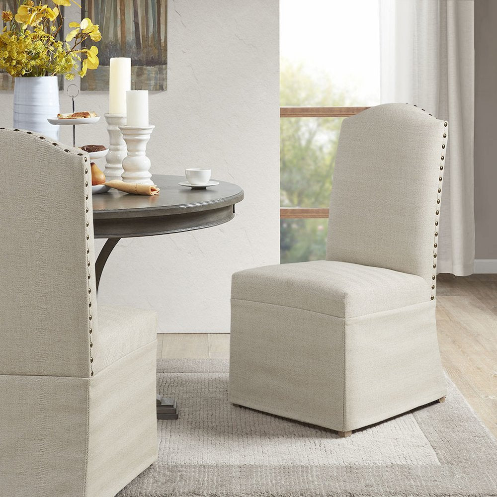 Foster Set of 2 High Back Dining Chairs with Skirts