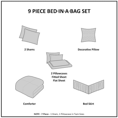 9 Piece Comforter Set with Cotton Bed Sheets