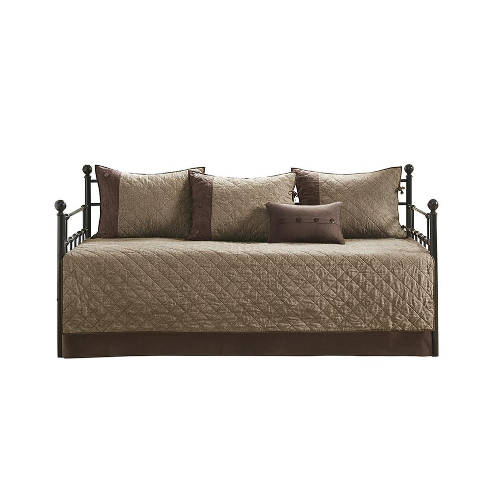 Boone 6 Piece Reversible Daybed Cover Set, Brown color