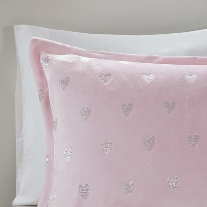 Rosalie Metallic Printed Plush Comforter Set with Throw Pillow