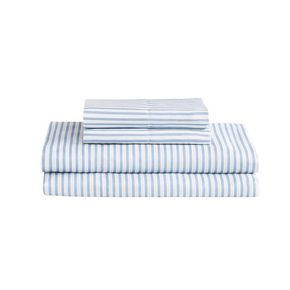 Jaxon Stripe Comforter Set with Bed Sheets, Blue/Grey color