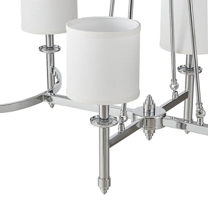 Elegenza 6-light Chandelier with Fabric Drum Shades in Chrome Color