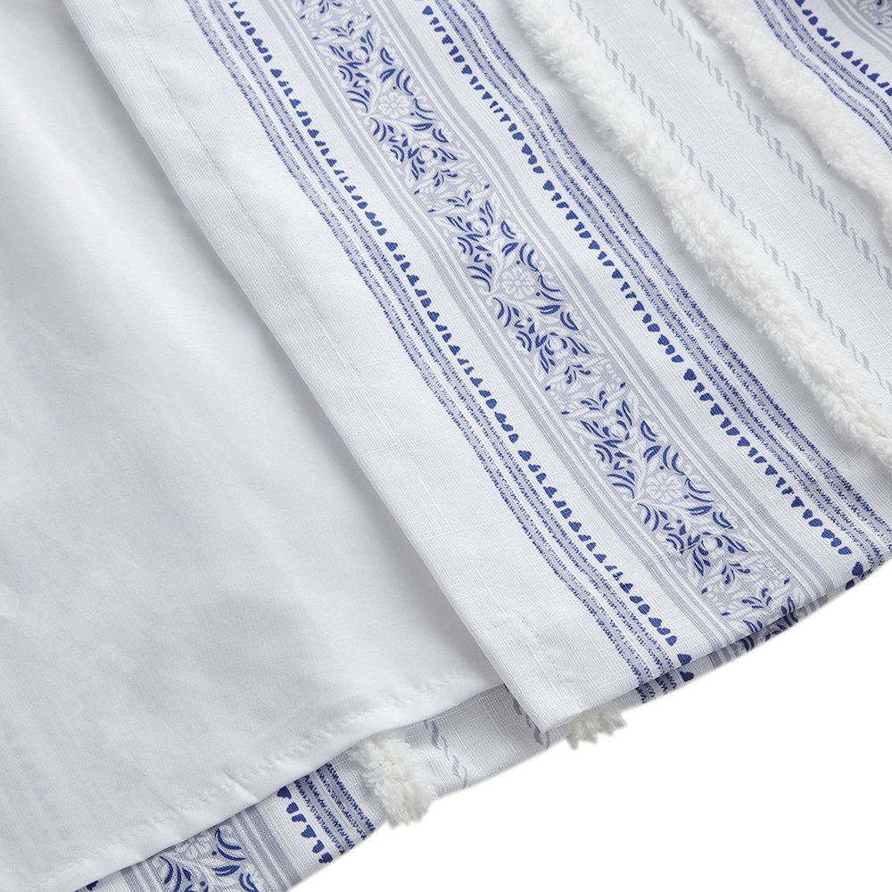 Poly Printed Curtain Panel with Tufted Stripe and Lining