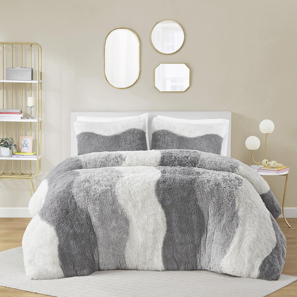 Ombre Shaggy Faux Fur Comforter Set