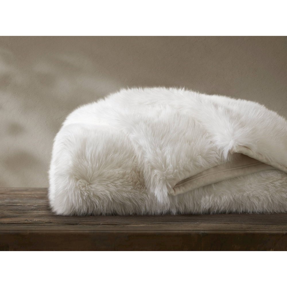 Botswana Animal Print Faux Fur Throw Blanket, Polar Bear color