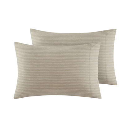 Cozy Flannel 100% Cotton Flannel Printed Sheet Set, Beige/White Stripes color