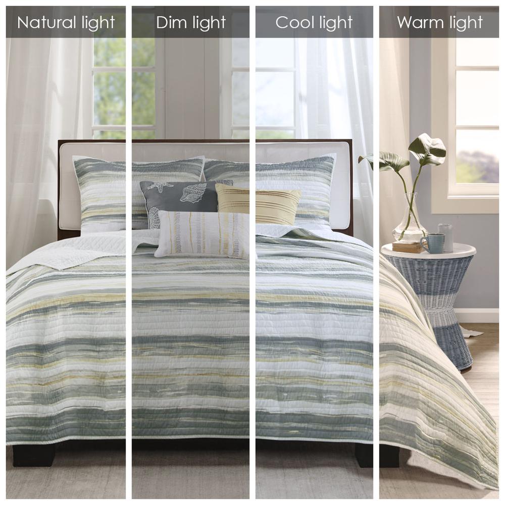 6 Piece Printed Quilt Set with Throw Pillows