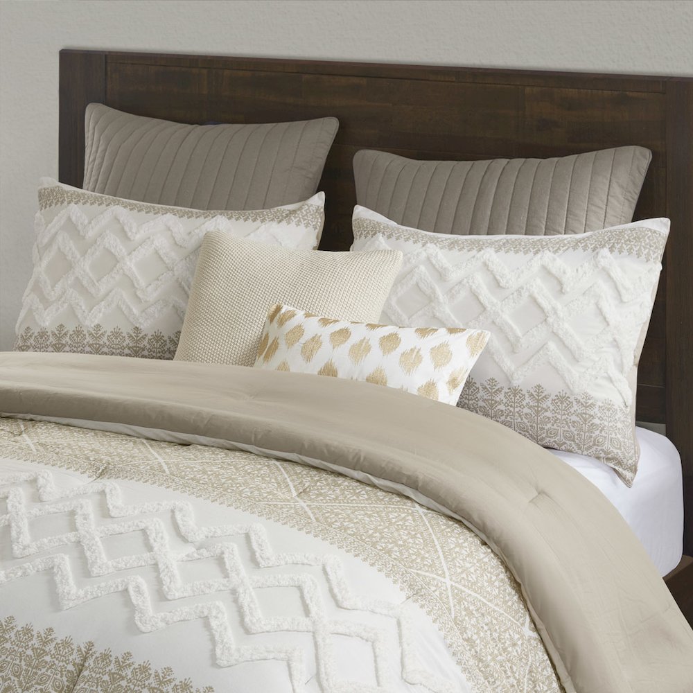 3 Piece Cotton Comforter Set with Chenille Tufting