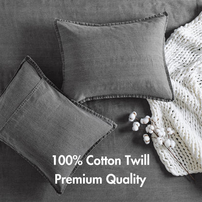 Hudson Twill Washed Comforter Set, Grey color