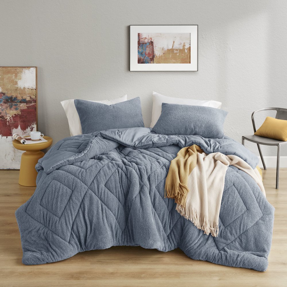 Double Diamond Quilted Teddy Comforter Set