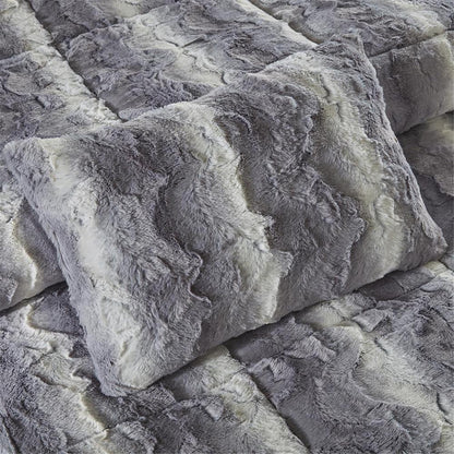 Grey Faux Fur Comforter Set, Belen Kox