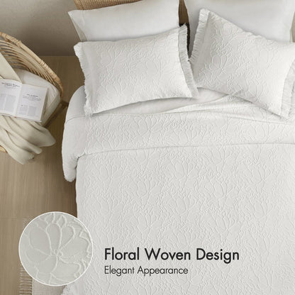 Willow 3PCS Bedspread Set, White color