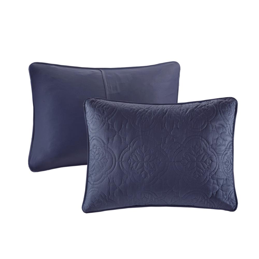 Oakley 3 Piece Reversible Bedspread Set, Navy color