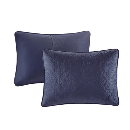Oakley 3 Piece Reversible Bedspread Set, Navy color