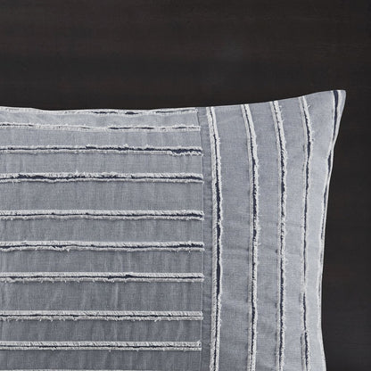 Cotton Clipped Jacquard Comforter Set with Euro Shams and Throw Pillows