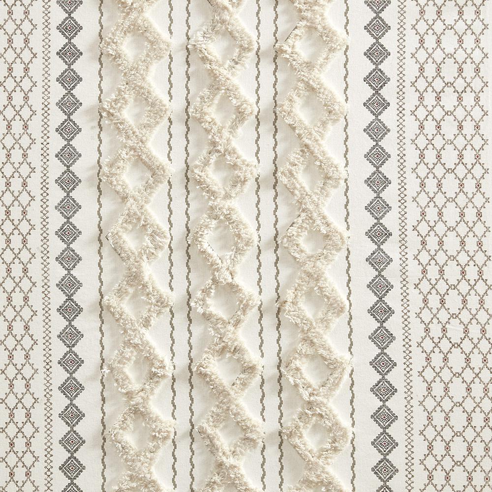Cotton Printed Curtain Panel with Chenille Stripe and Lining