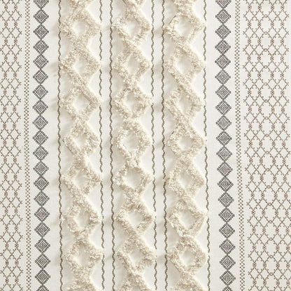 Cotton Printed Curtain Panel with Chenille Stripe and Lining