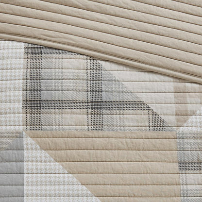 Olsen Olsen 3 Piece Oversized Cotton Quilt Set, Tan color