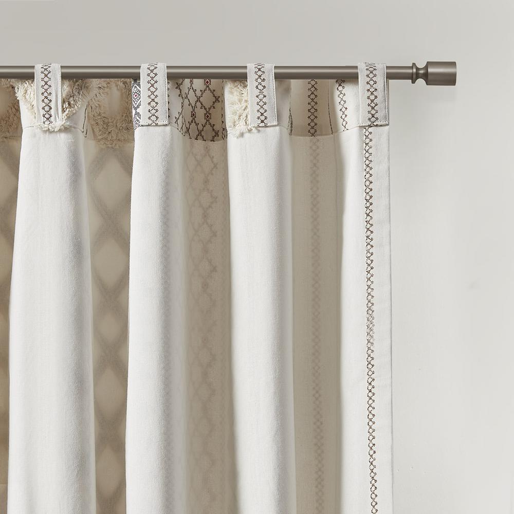 Cotton Printed Curtain Panel with Chenille Stripe and Lining