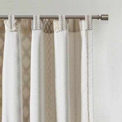 Cotton Printed Curtain Panel with Chenille Stripe and Lining