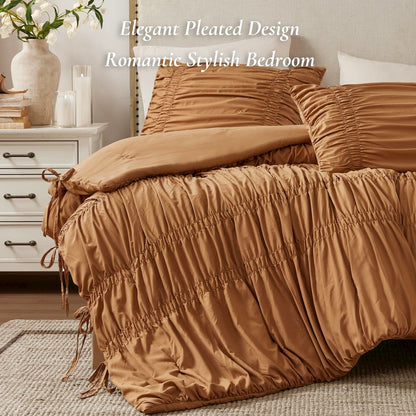Mia Comforter Set, Brown color