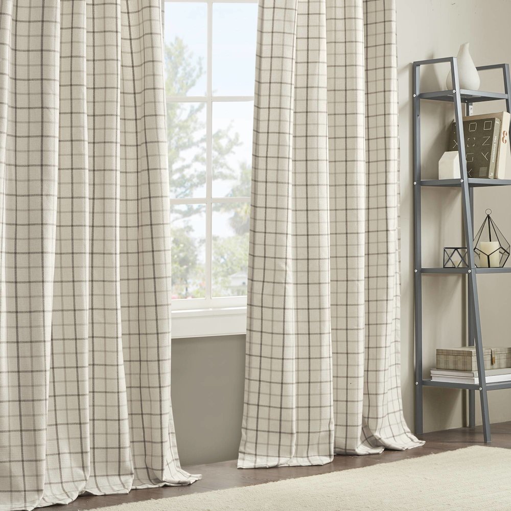 Anaheim Plaid Rod Pocket and Back Tab Curtain Panel with Fleece Lining