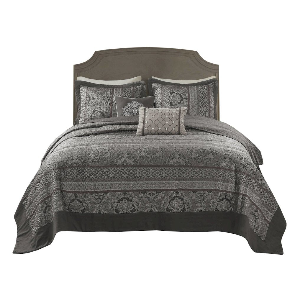 5 Piece Reversible Jacquard Bedspread Set