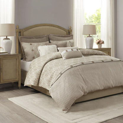 9 Piece Geometric Oversized Jacquard Comforter Set