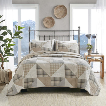 Olsen Olsen 3 Piece Oversized Cotton Quilt Set, Tan color