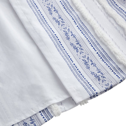 Poly Printed Curtain Panel with Tufted Stripe and Lining