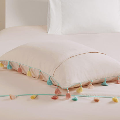 Tassel Comforter Set with Heart Shaped Throw Pillow