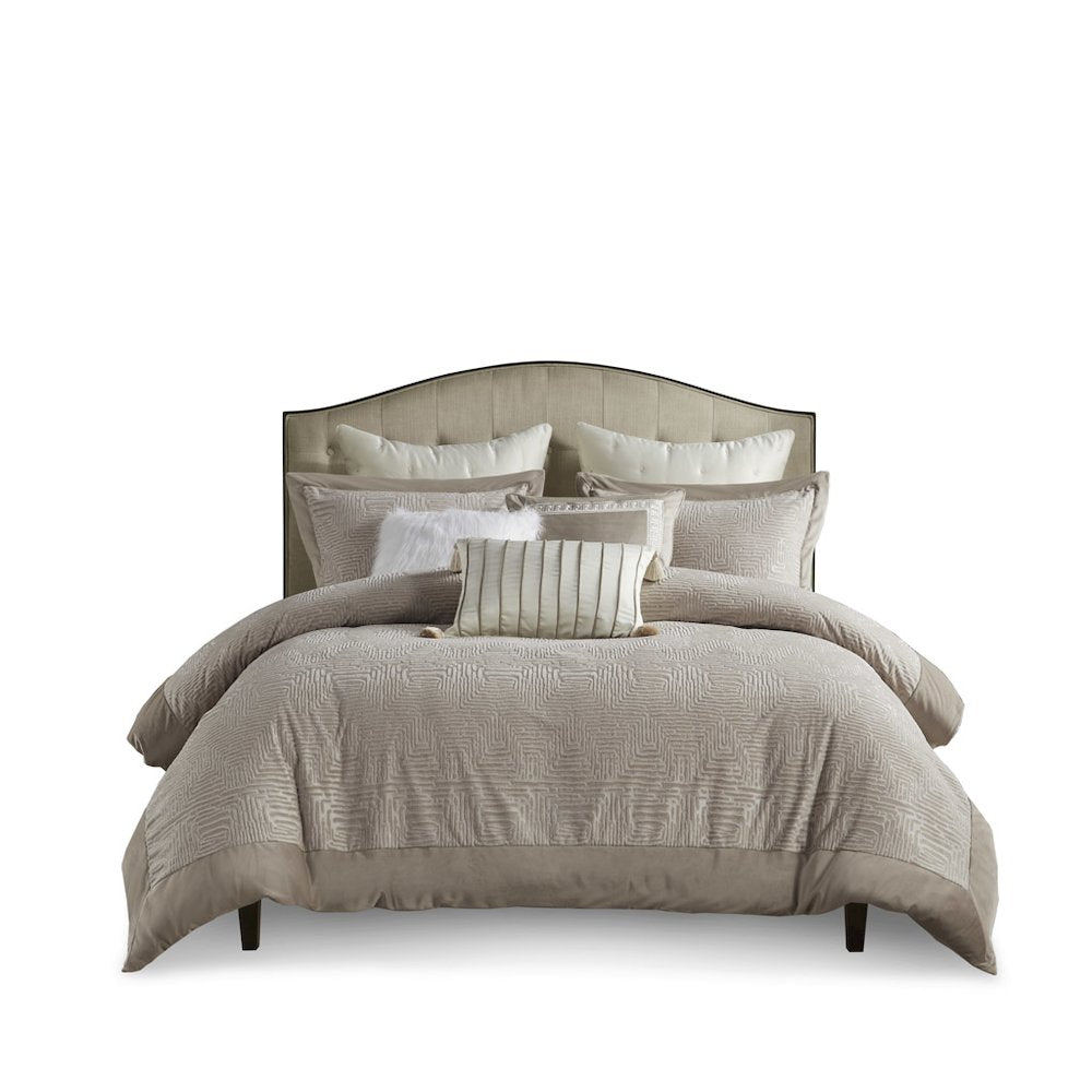 Oversized Velvet Comforter Set with Euro Shams and Throw Pillows