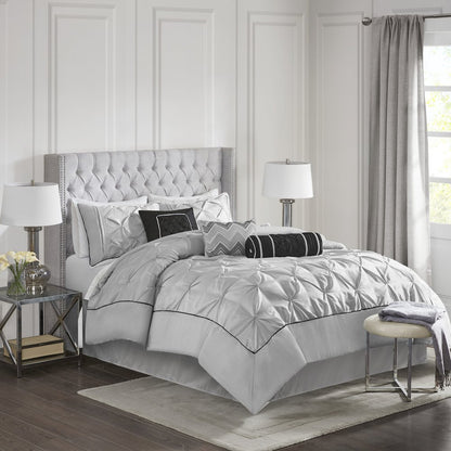 Laurel 100% Polyester Pieced Pleated 7pcs Tufted Comforter Set