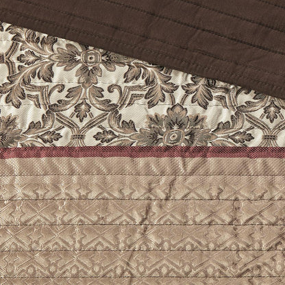 5 Piece Jacquard Quilt Set with Throw Pillows
