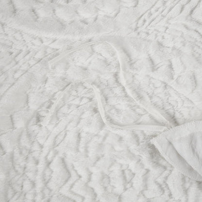 Embroidered Medallion Faux Fur Ultra Plush Duvet Cover Set