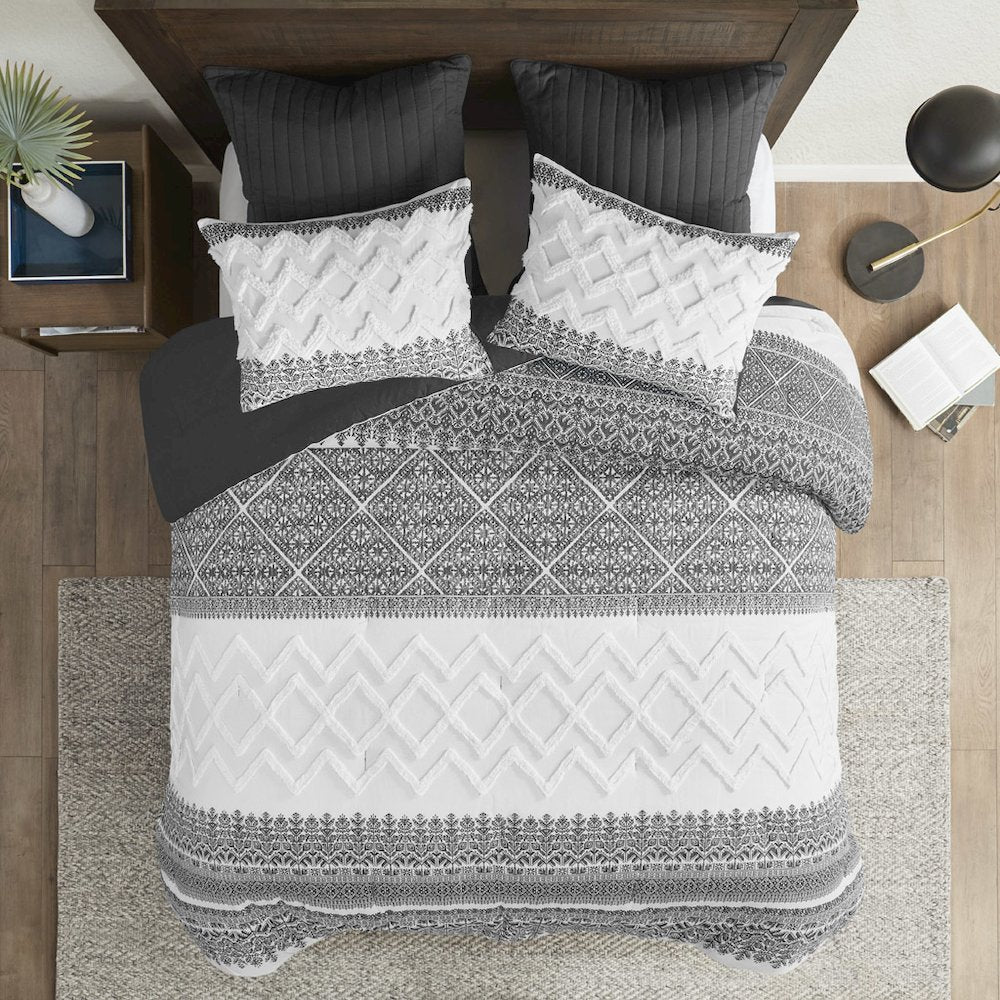 3 Piece Cotton Comforter Set with Chenille Tufting