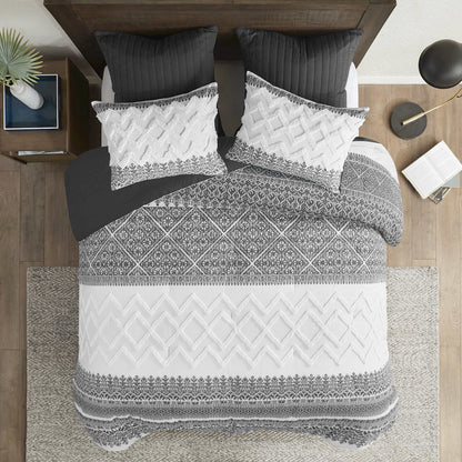 3 Piece Cotton Comforter Set with Chenille Tufting