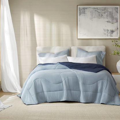 Cooling Reversible Tencel Comforter Blanket, Blue color