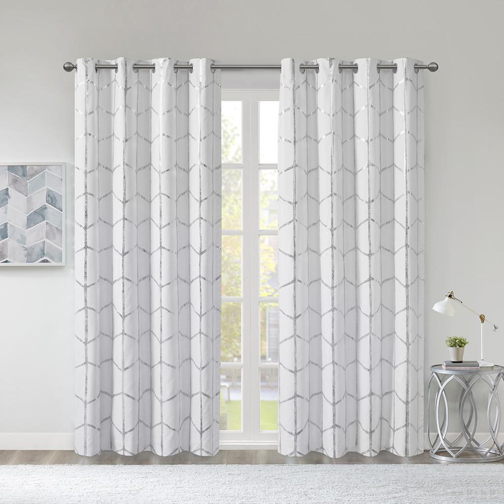 Total Blackout Metallic Print Grommet Top Curtain Panel
