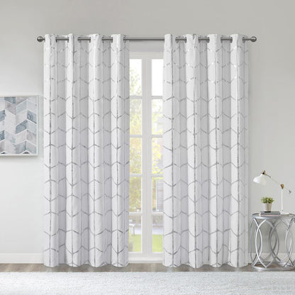 Total Blackout Metallic Print Grommet Top Curtain Panel