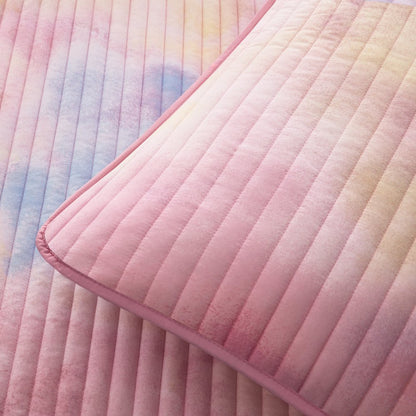 Cassiopeia Watercolor Tie Dye Printed Quilt Set with Throw Pillow