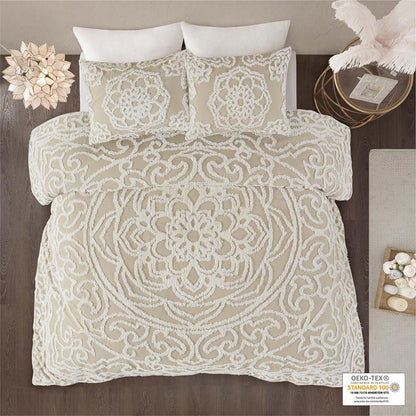 3 piece Tufted Cotton duvet cover set