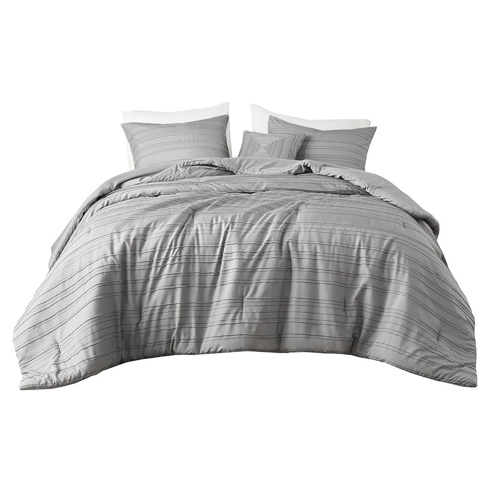 Cationic Dyed Clip Jacquard Comforter Set with Throw Pillow